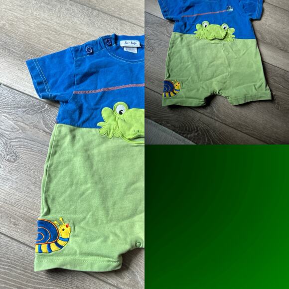 Le Top Frog Romper - Size 9 Months - Color Block Design - Picture 2 of 7